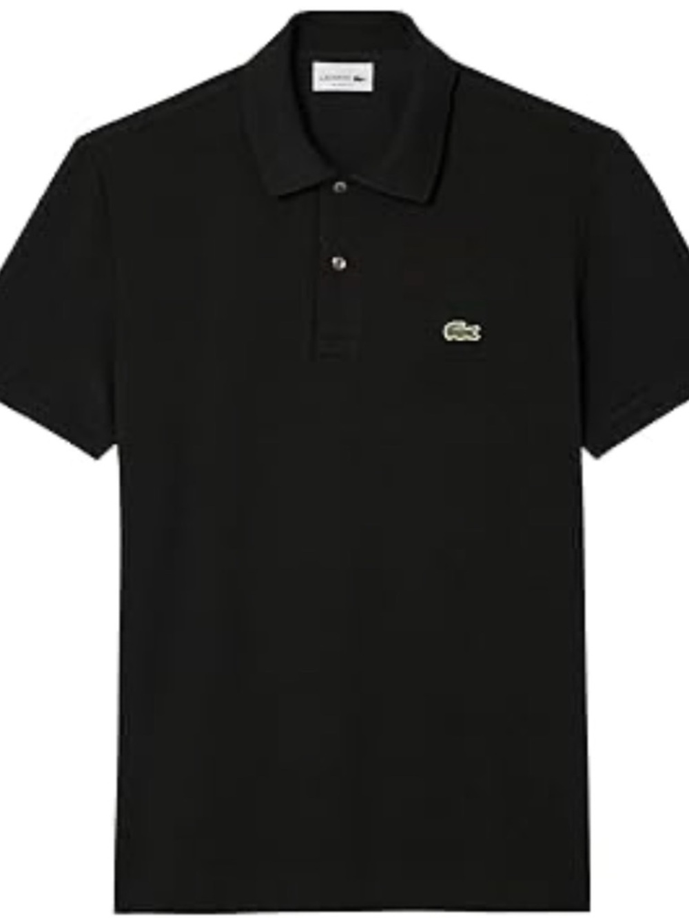 Lacoste Black Short-Sleeve Classic Polo with Crocodile Logo